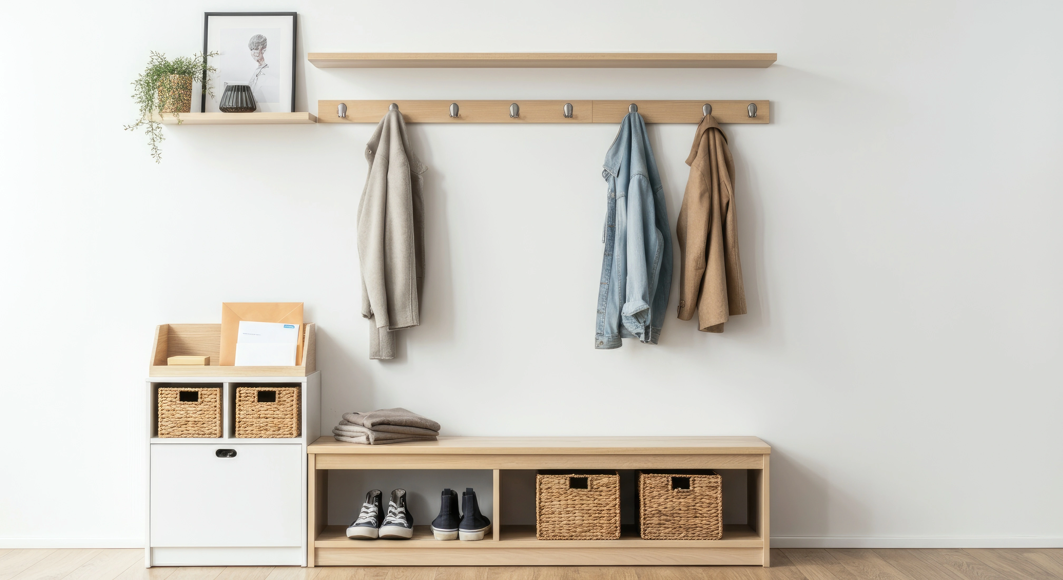 Flur mit Verschiedenen Garderobenlösungen von minimalistisch bis designorientiert